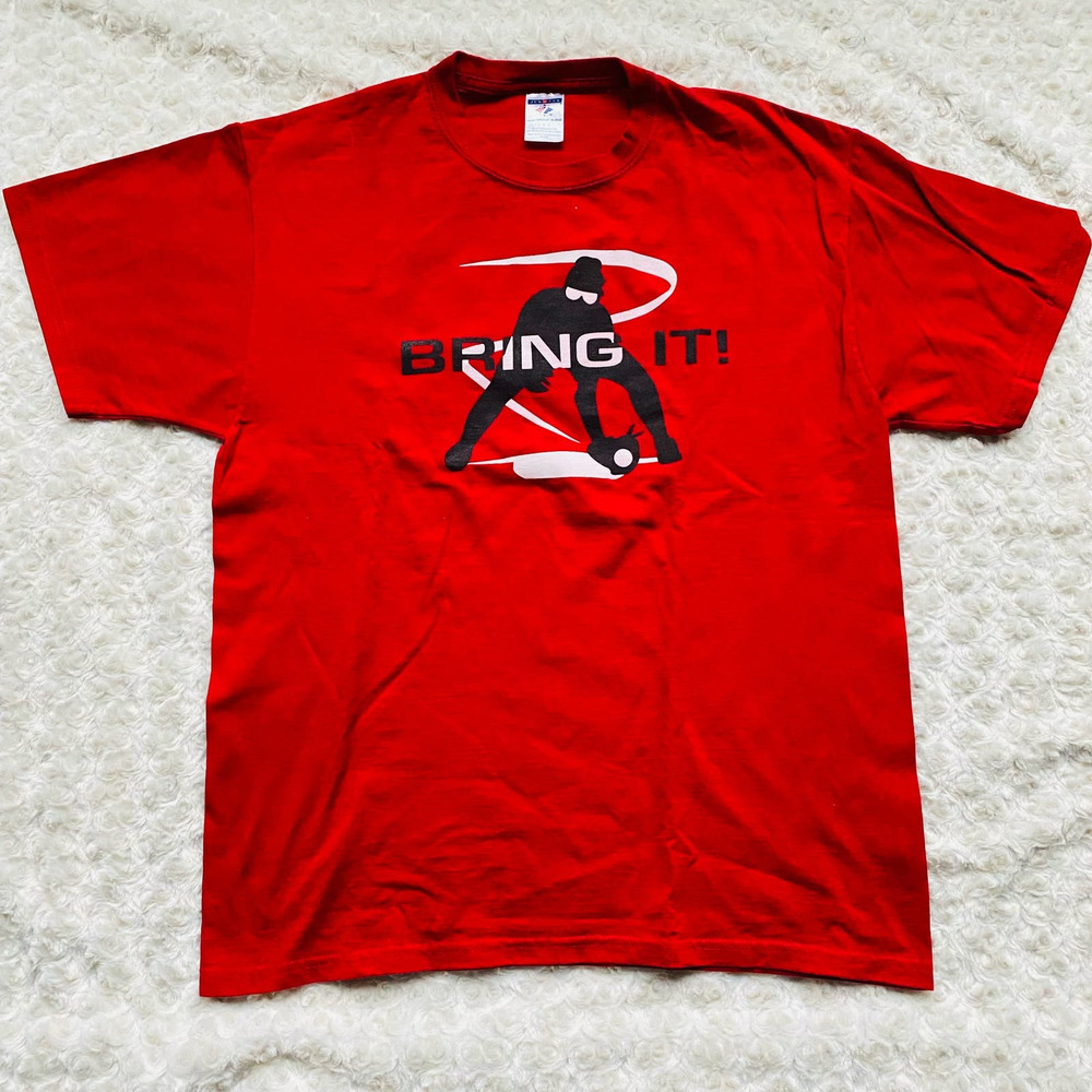 Jerzees Red Softball BRING IT Heavyweight Cotton Tee Shirt Size Large